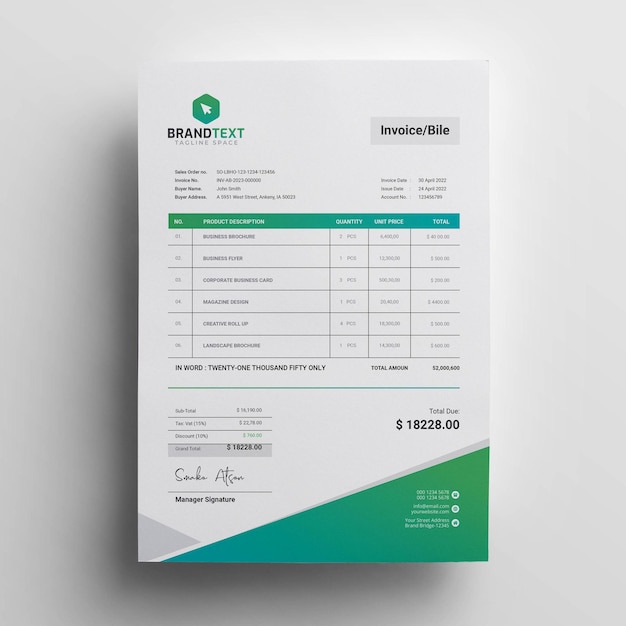 Creative modern invoice business template