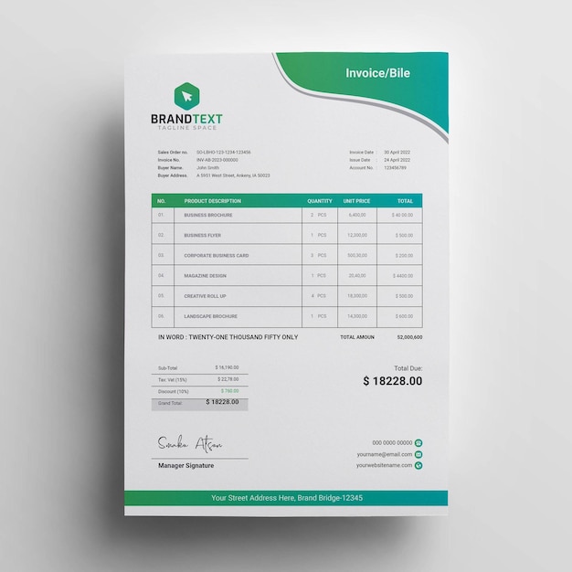 Creative modern invoice business template