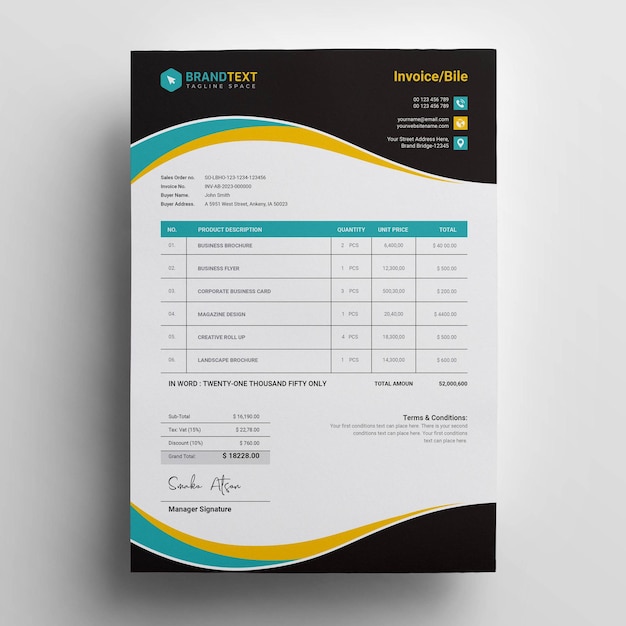 Creative modern invoice business template