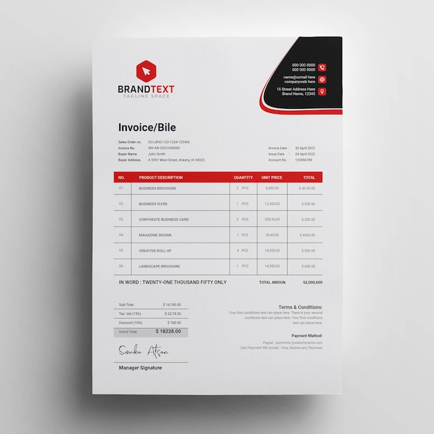 Creative modern invoice business template