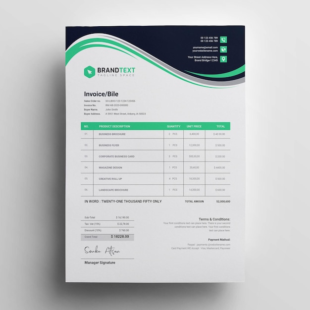 Creative modern invoice business template