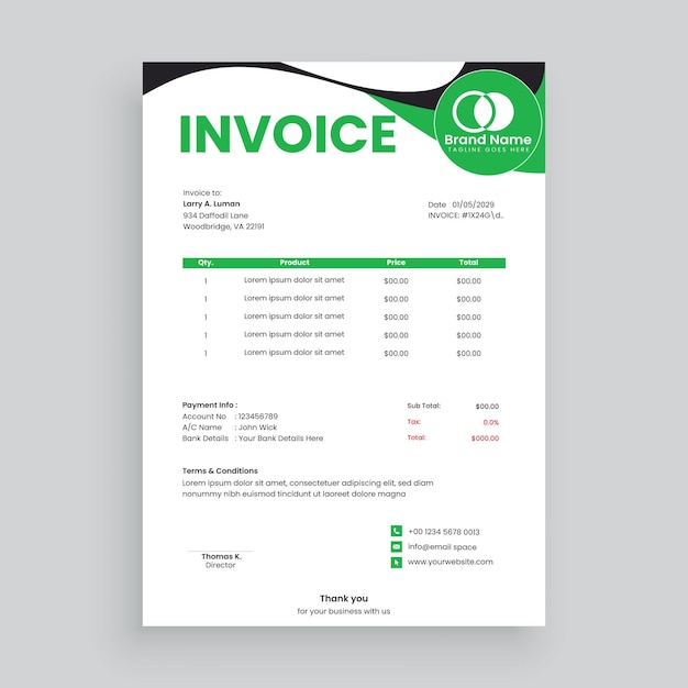 Vector creative and modern invoice template vector design for your business