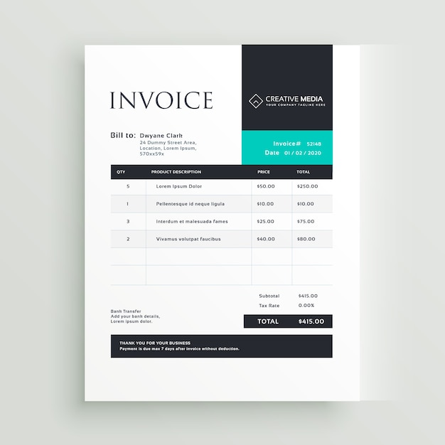 Creative modern invoice template