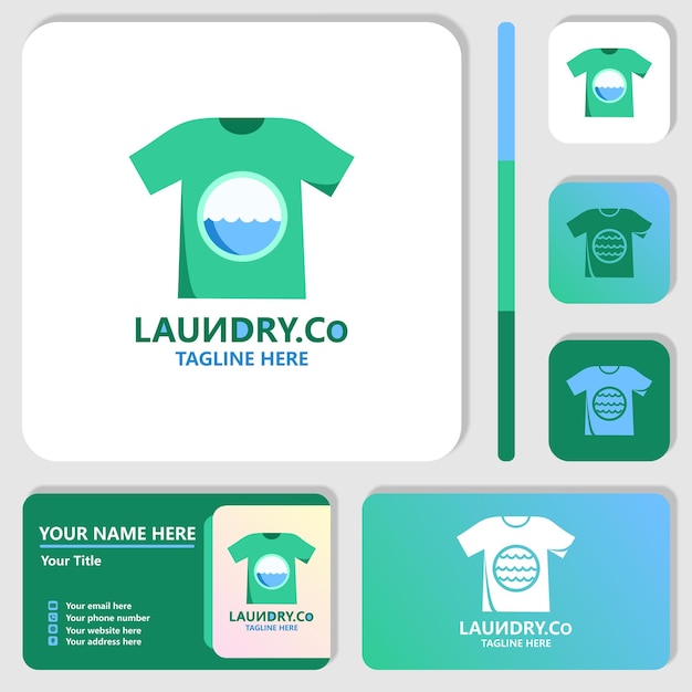 Creative modern laundry logo design and business card illustration template