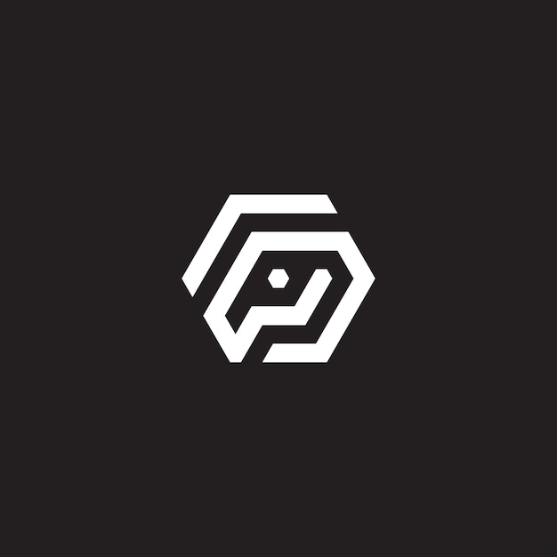 Креативная современная буква P Vector Icon Logo в черно-белых тонах.