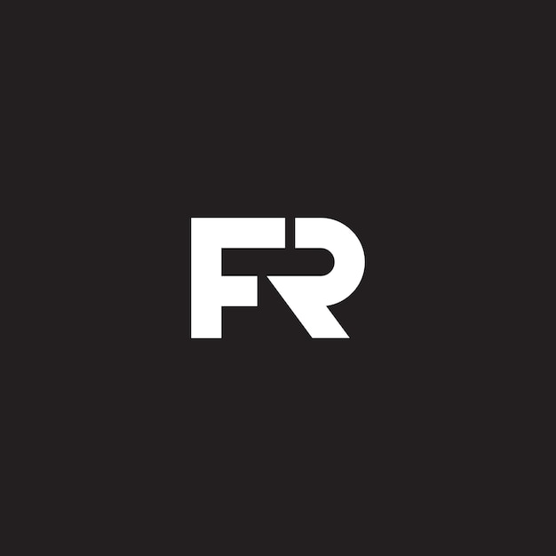 Креативные современные буквы FR RF Vector Icon Logo в черном цвете.