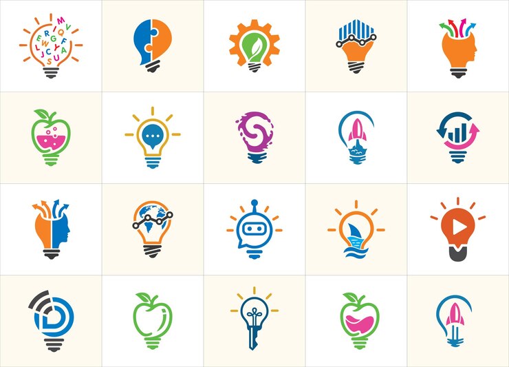 Creative Modern Light Bulb logo design vector set