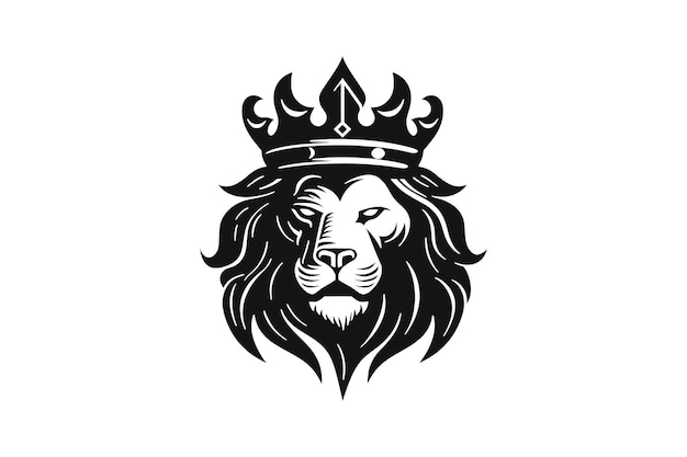Вектор Креативная современная голова льва над короной минимальный векторный дизайн логотипа футболка сублимация иллюстрация