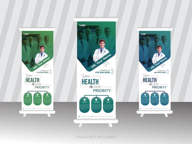 Creative modern medical roll up banner design