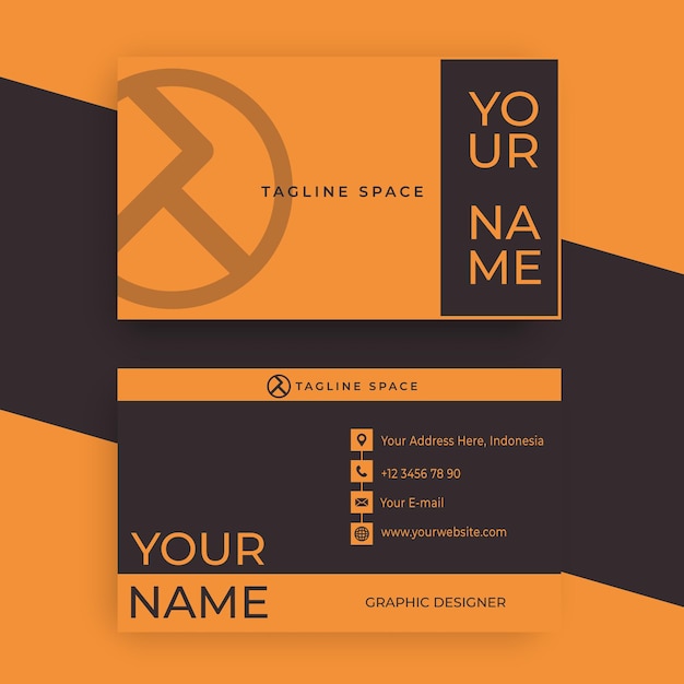 Креативная современная именная карточка и визитная карточка в черном и оранжевом градиентных цветах