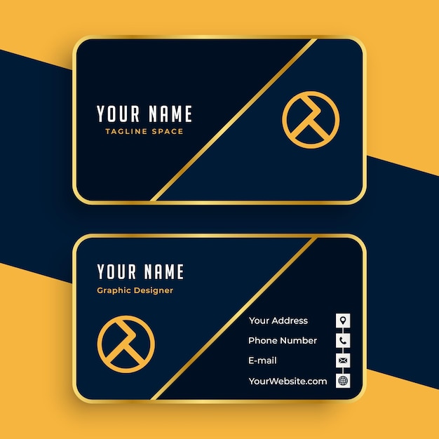 Креативная современная именная карточка и визитная карточка в черно-золотых градиентных цветах
