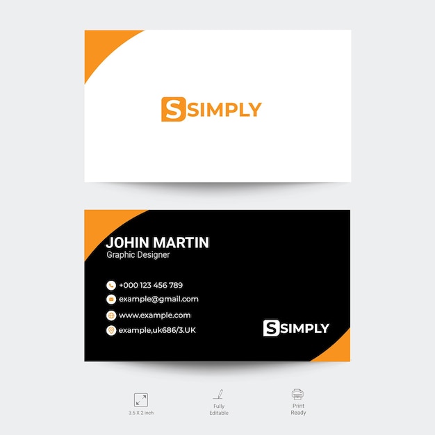 Vector creative modern professional abstract orange business card