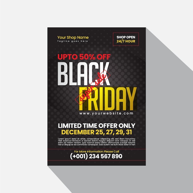 Creative modern professional and eye catching black friday discount sale flyer template design