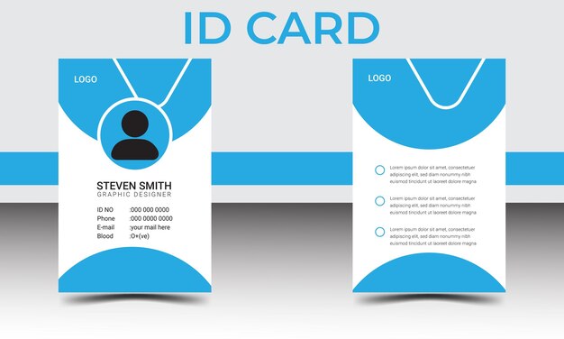 Vettore modello di design creativo di carte d'identità professionali moderne per scuole, college, università e uffici