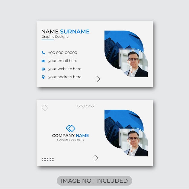 青い色の創造的なモダンなプロのミニマリストと会社の名刺デザインテンプレート
