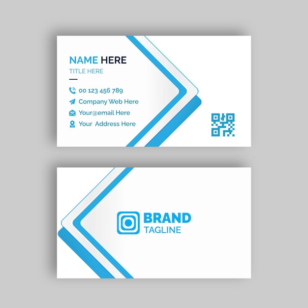 Creative modern professional Minimalist and modern Company business card design in blue color