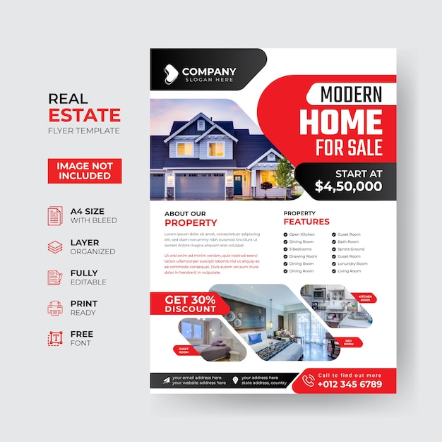 Vector creative and modern real estate flyer template