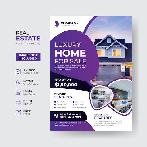 Creative and modern real estate flyer template