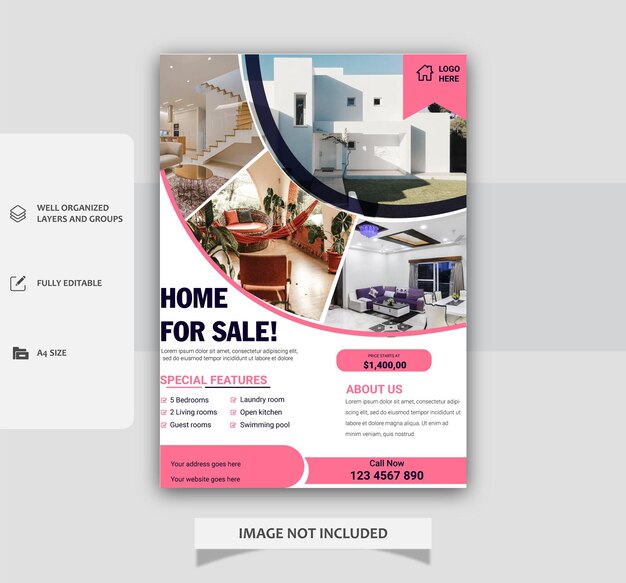 Vector creative and modern real estate flyer template