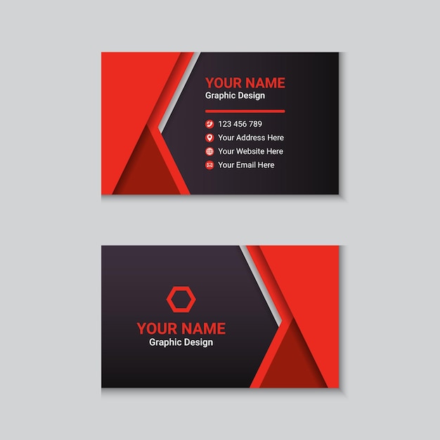 Creative Modern Red And Black Business Card Template