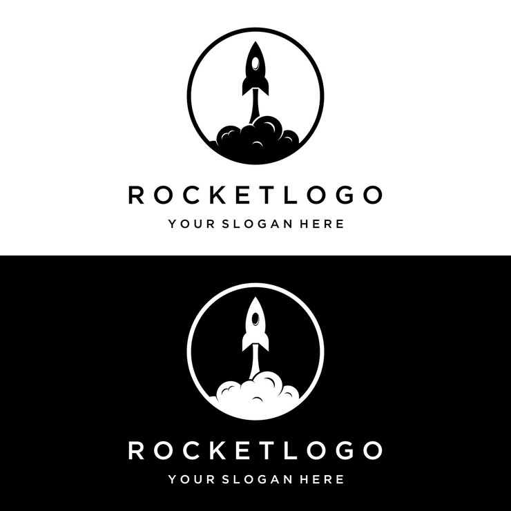Vector creative and modern rocket design logostarship launch template