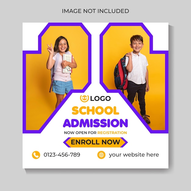 Creative modern school admission education social media post design template