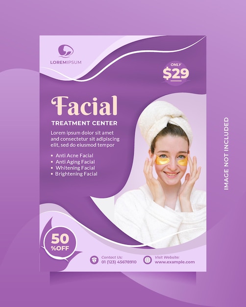 Vector creative and modern template design flyer and brochure for beauty care center promotion with a4 size