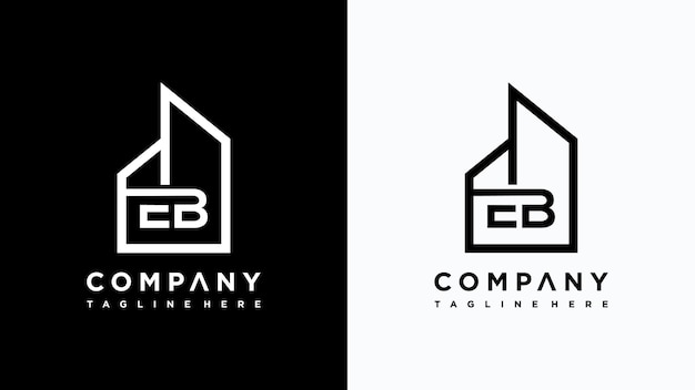 Creative monogram letter eb home logo design premium vector