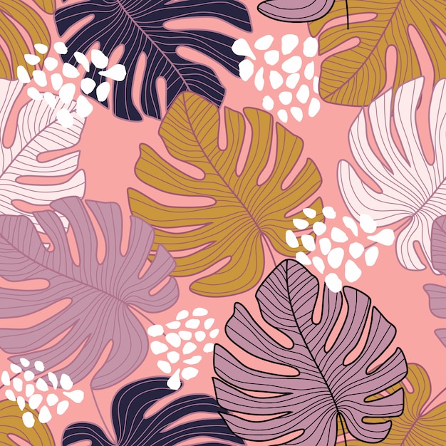 Creative monstera leaf seamless pattern