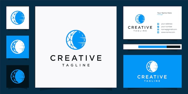 Creative moon technology logo design