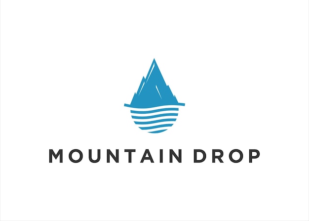 Креативный дизайн иллюстрации шаблона логотипа горы и капли воды