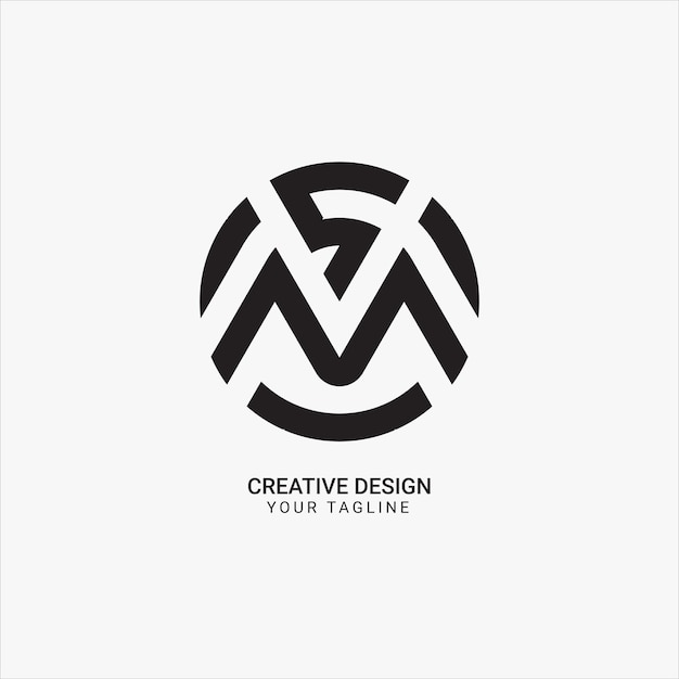 Creative MS or SM initial circle shape line art monogram brand modern unique logo design