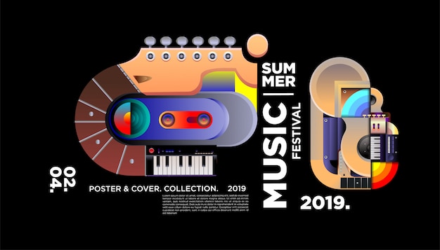 Vector creative music festival poster template