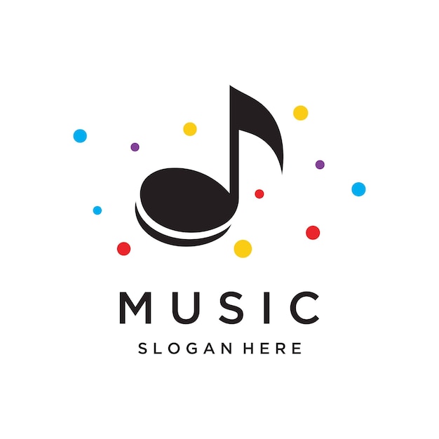 Creative musical note logo template abstract design for vocal music course choir singer education concert