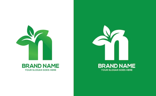 Концепция дизайна логотипа Creative N alphabet nature