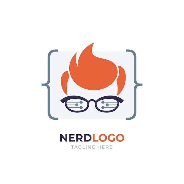 Vettore modello di logo nerd creativo