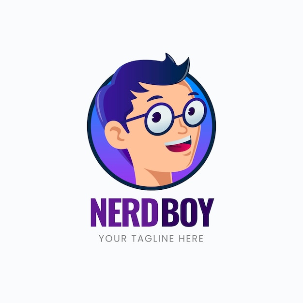 Modello di logo nerd creativo