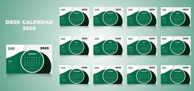 ベクトル クリエイティブな新しい2020卓上カレンダーのデザイン