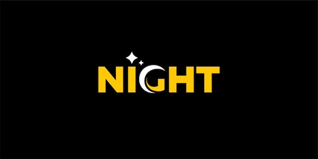 Creative night wordmark logo la lettera g è la luna e il punto sopra la lettera i è la stella