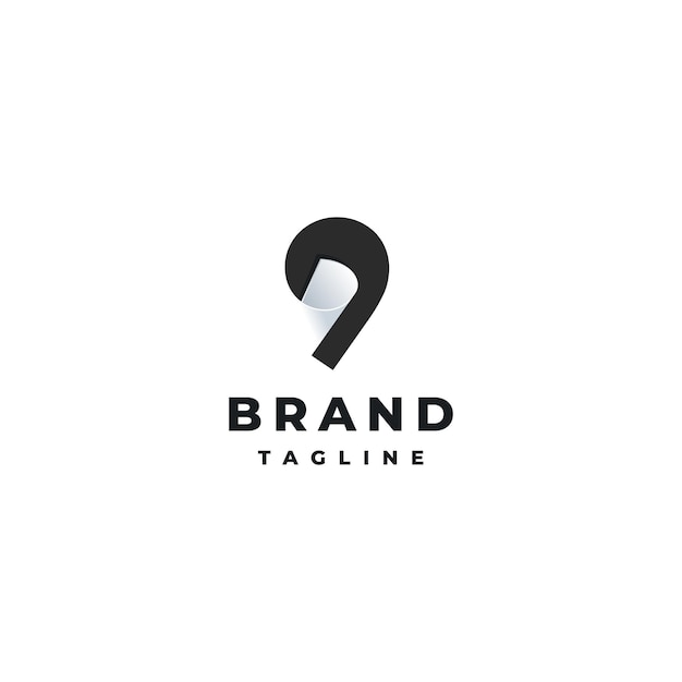 Vector creative nine paper logo design number nine with a roll of paper inside logo design