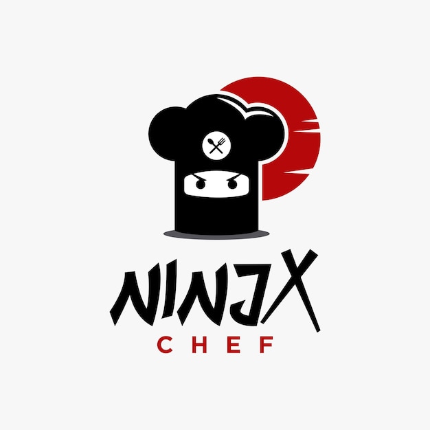 Vector creative ninja chef hat logo icon vector template on white background