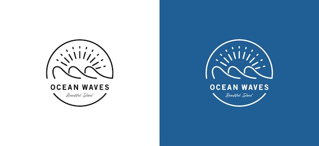 Vettore modello di progettazione minimalista di creative ocean line art logo vettoriale