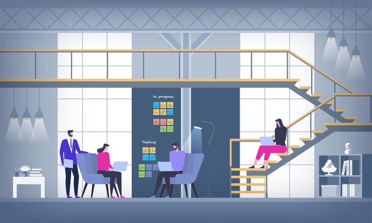Vector creative office co-working center shared working environment