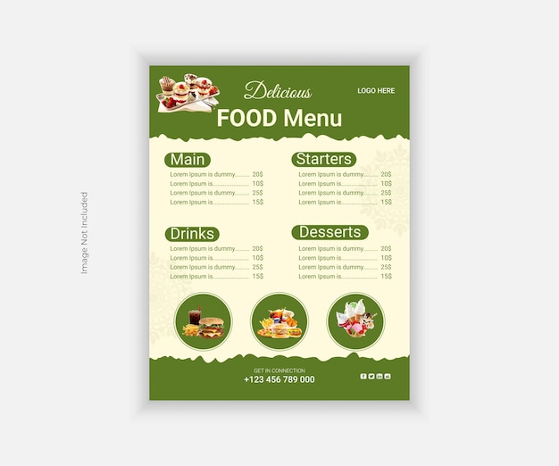 Creative onepage restaurant food menu vector illustration