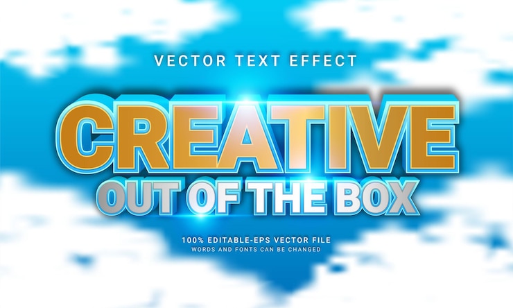 Vector 箱から出してすぐに使えるクリエイティブな青い色の編集可能なテキストスタイル効果