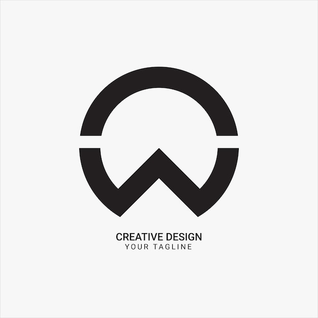 Creative OW or WO initial circle shape pattern line art monogram modern brand unique logo design