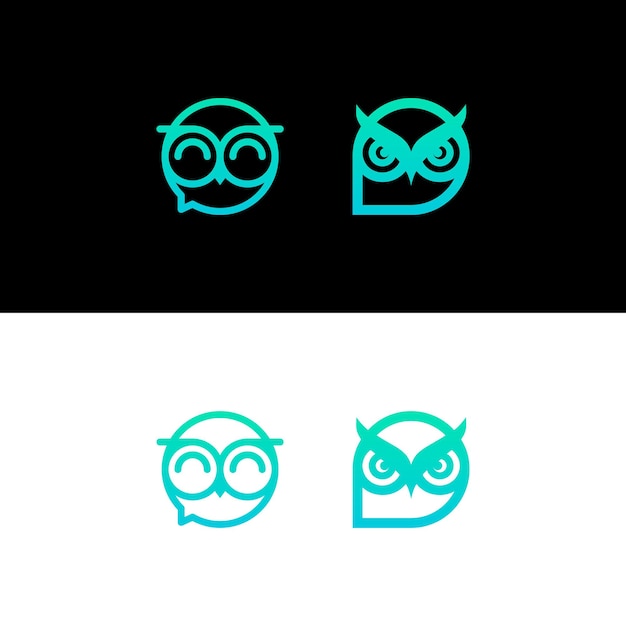 Vector creative owl simple line logo design