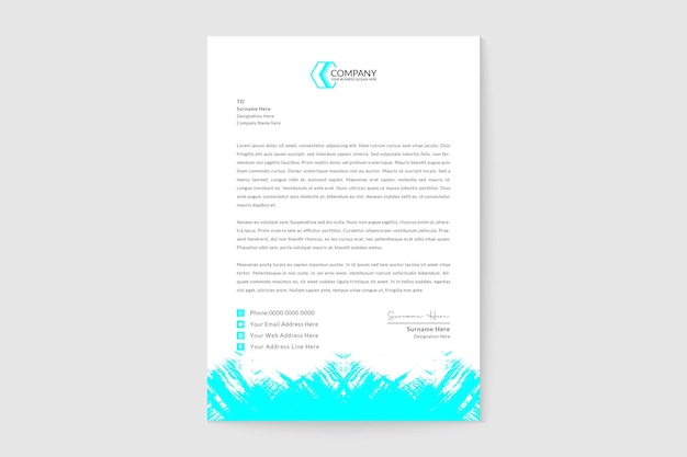 Creative paint brush grunge texture letterhead design