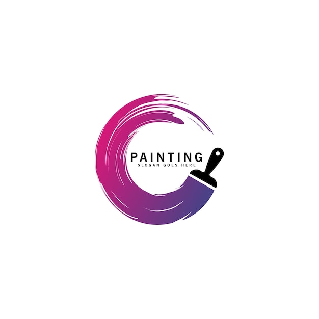 Vector creative paint brush logo design painting service logo vector template