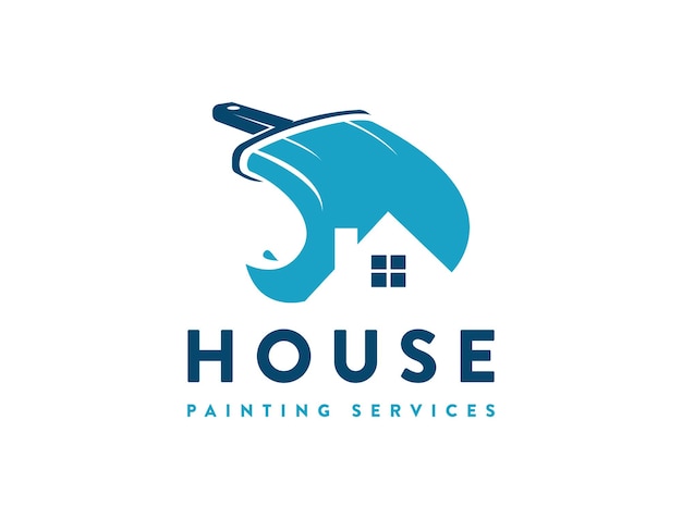 Creative Paint brush and negative space house property logo house painting service logo vector icon